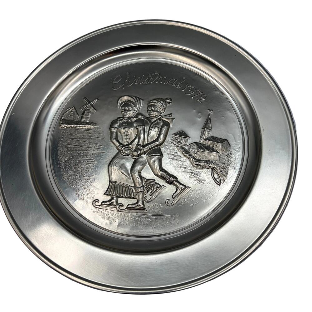 Vintage Metawa Holland Christmas 1972 Pewter Collector Plate #2389